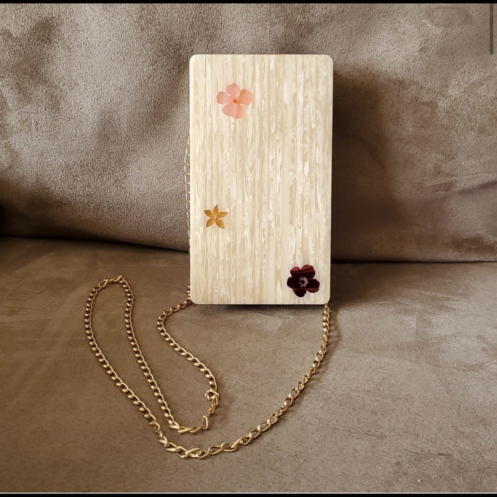 Edie Parker Hardshell phone pouch with flowers